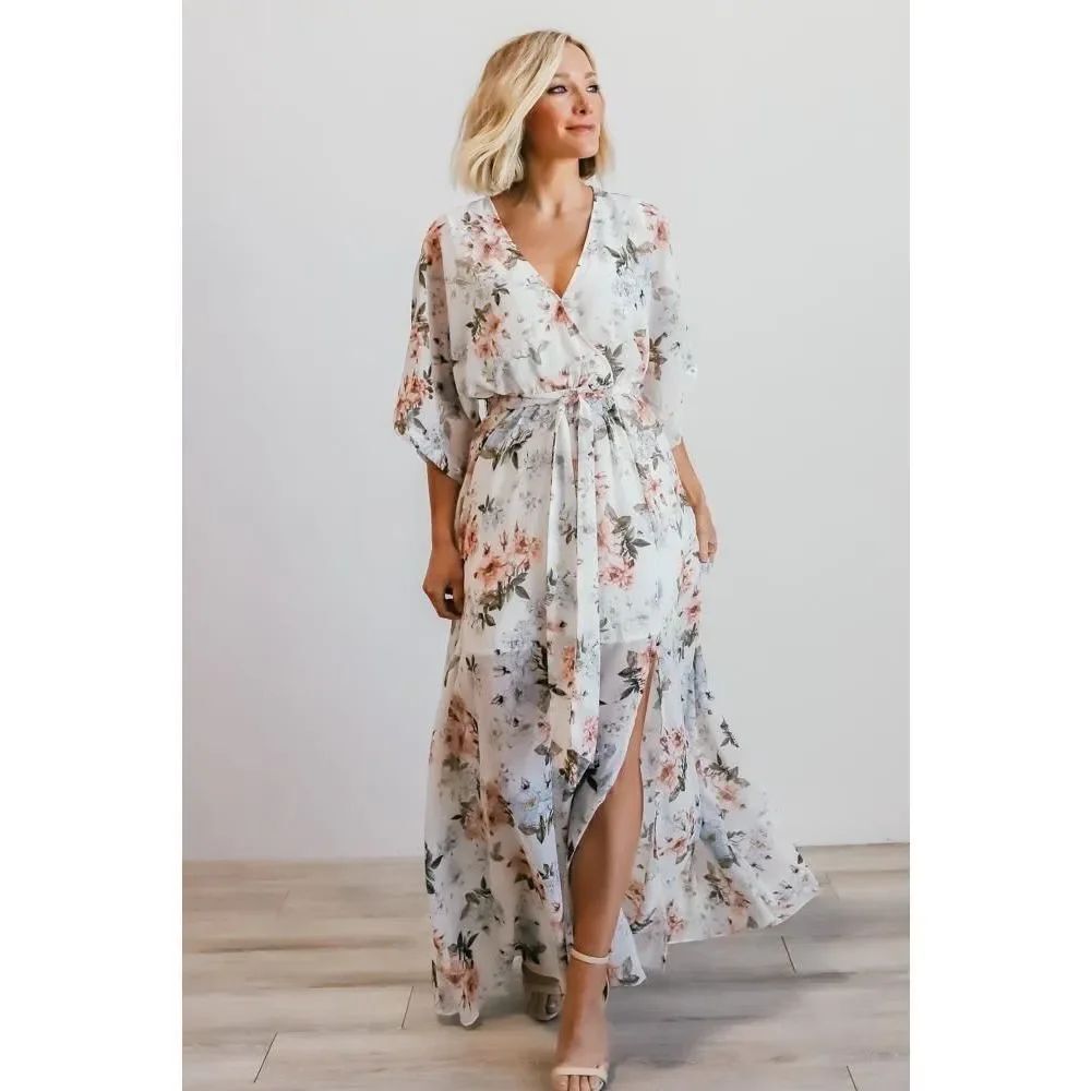 ✨Baltic Born Kia White Floral Kimono Maxi Sz XL Dress✨